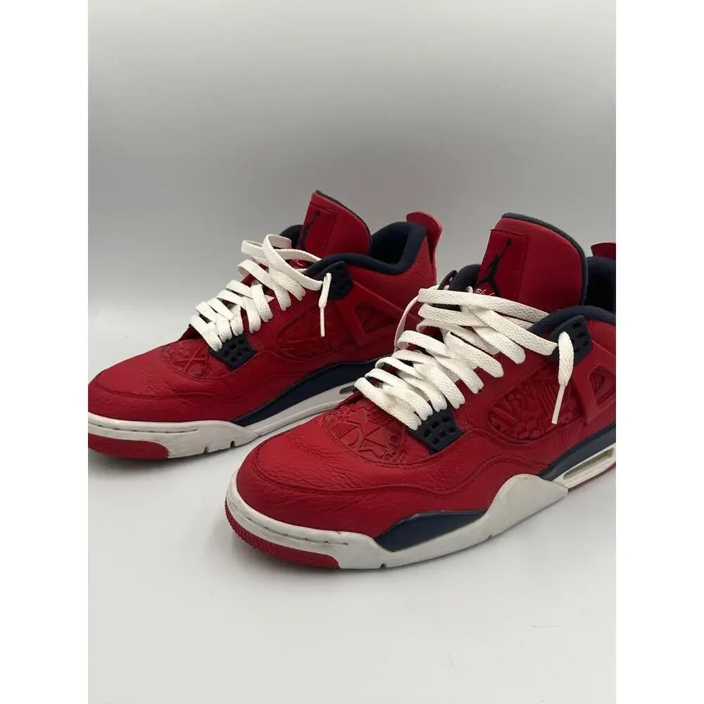 Air Jordan 4 Retro FIBA (2019) Size 10.5 Men’s CI1184-617 Red‎ Navy No Box Clean